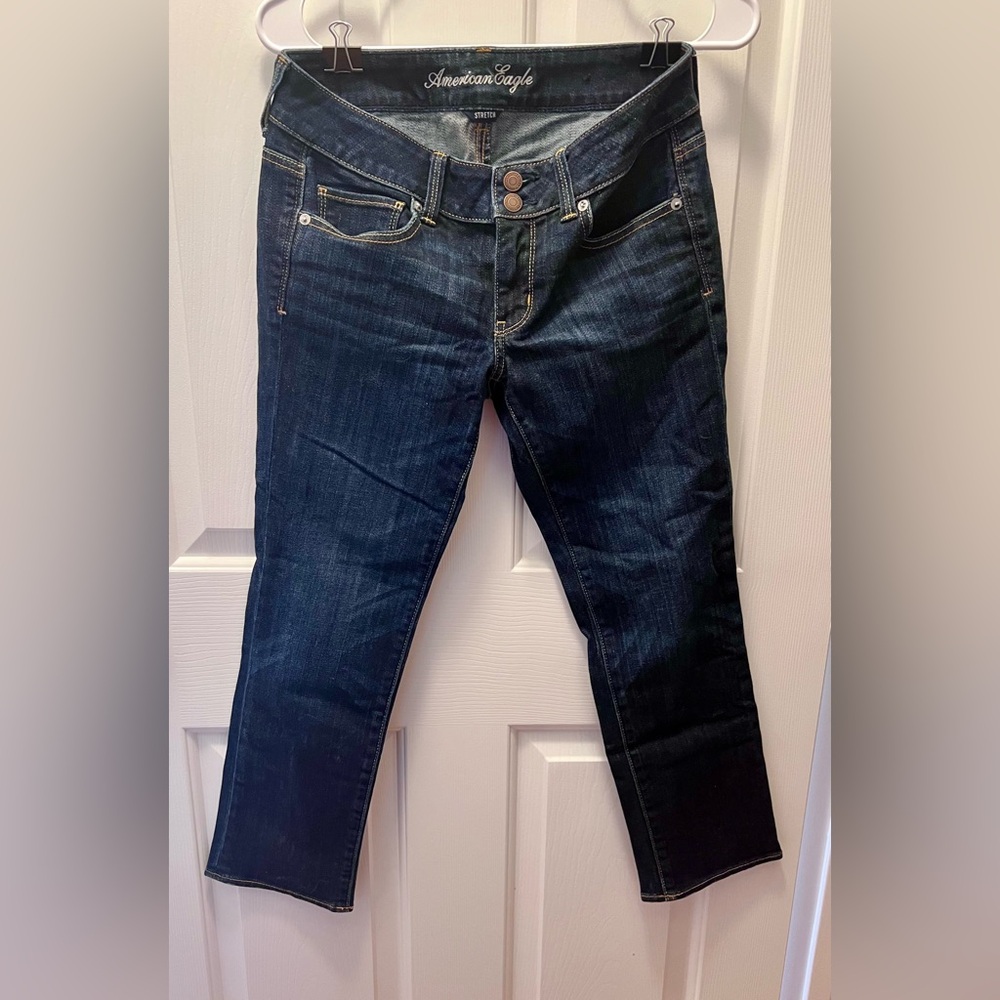 Women’s American Eagle Artist Stretch Cropped Dark Wash Jeans Sz-6